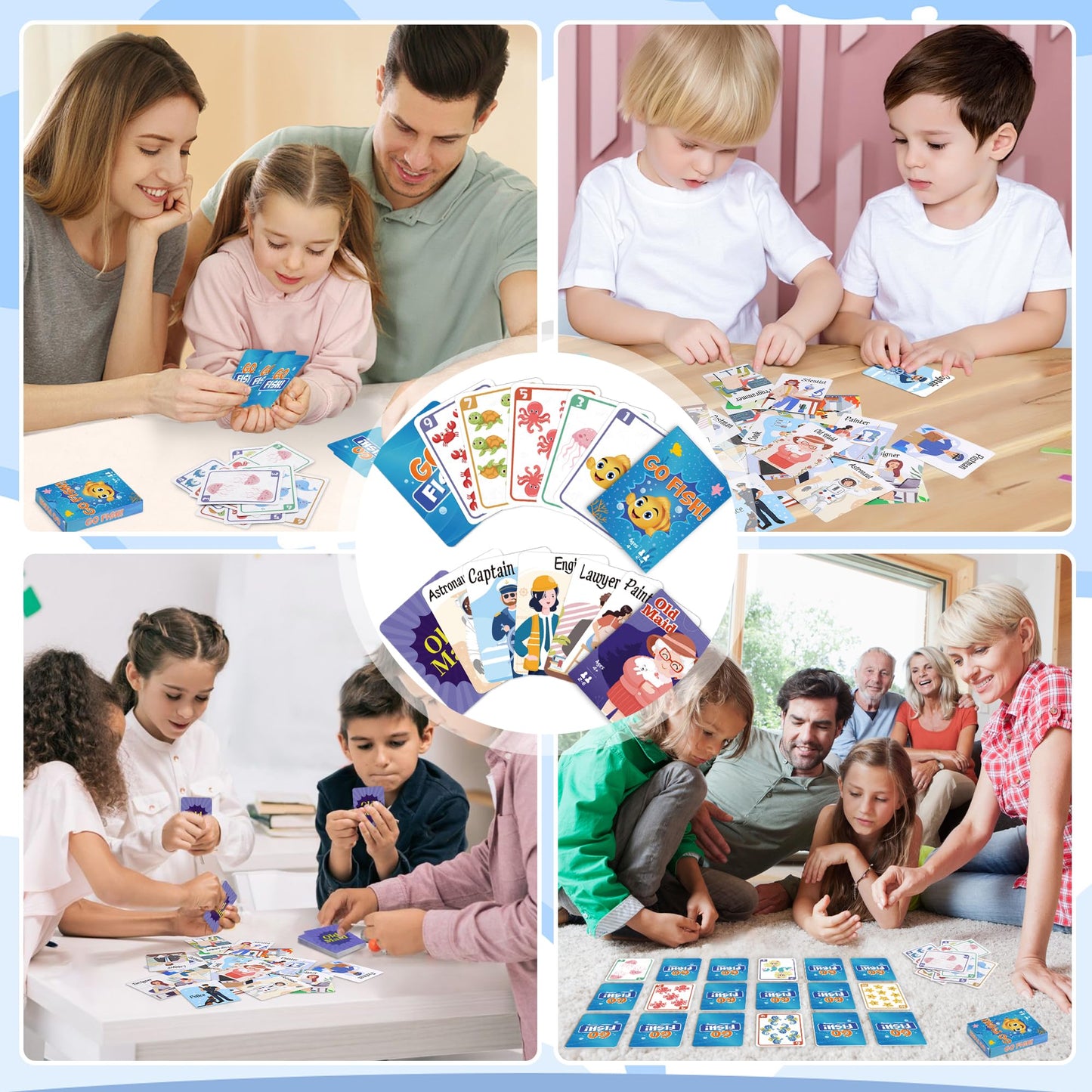 Timenued Go Fish & Old Maid Card Game Set – Family Fun for Kids 4-8