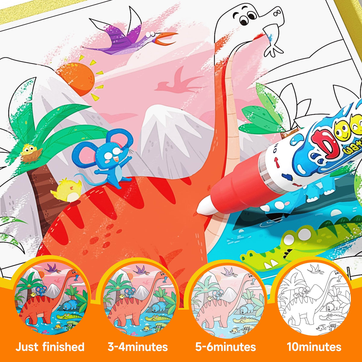 Timetome 3-Pack Reusable Water Painting Books for Kids – No-Mess Color Reveal
