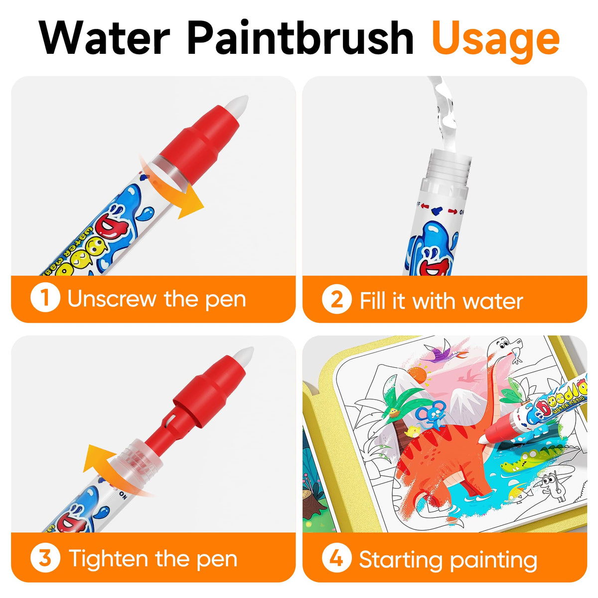 Timetome 3-Pack Reusable Water Painting Books for Kids – No-Mess Color Reveal