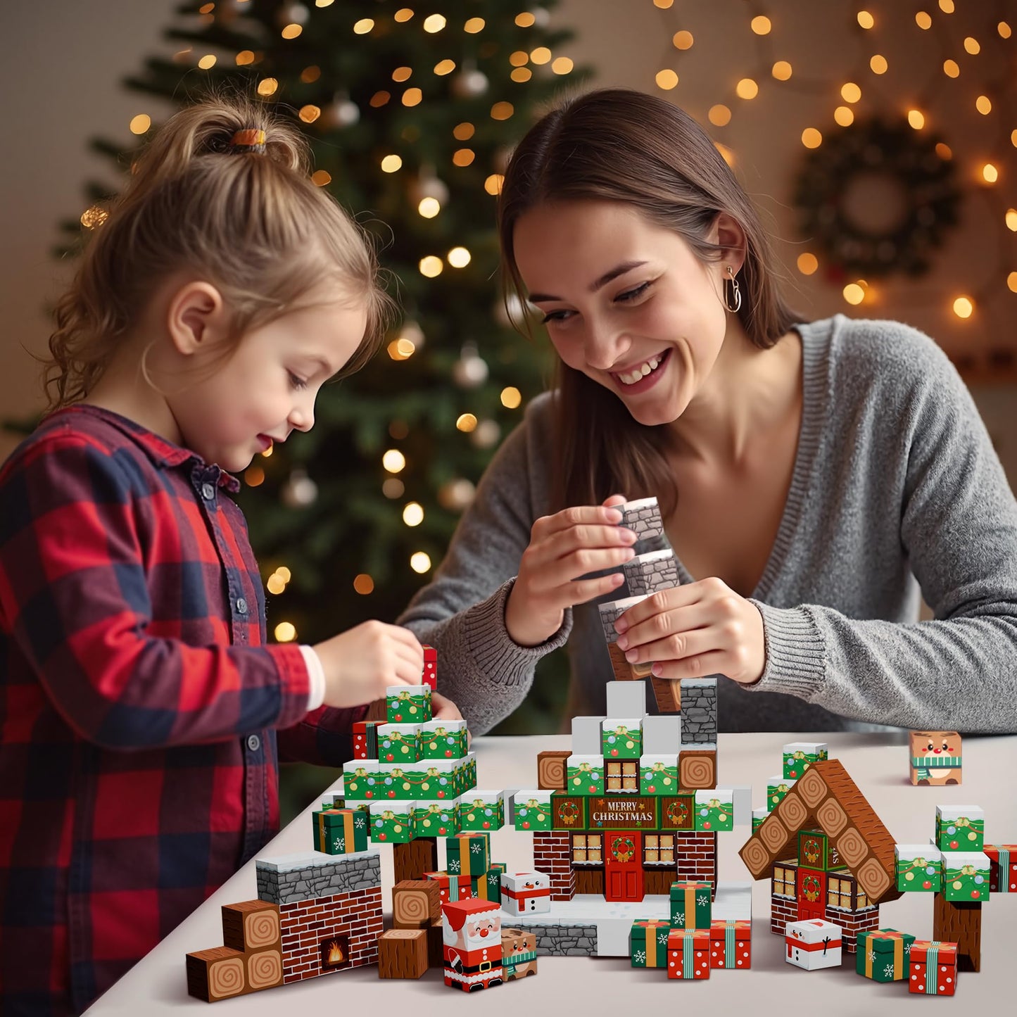 Timetome Magnetic Blocks 200-Piece Christmas STEM Toy for Kids 3-10 | Montessori Sensory Building Cubes