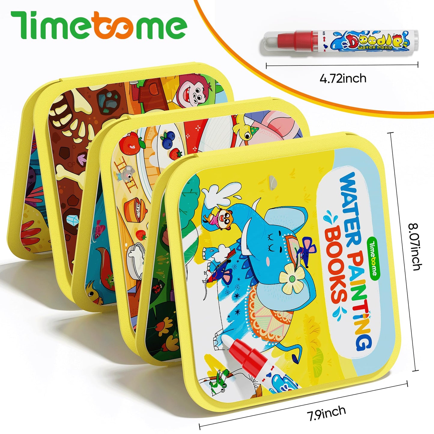Timetome 3-Pack Reusable Water Painting Books for Kids – No-Mess Color Reveal