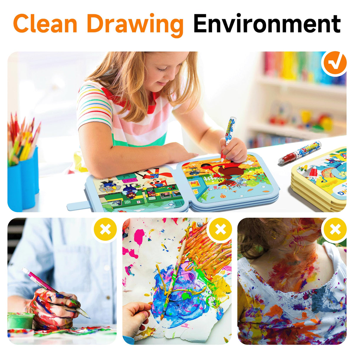 Timetome 3-Pack Reusable Water Painting Books for Kids – No-Mess Color Reveal