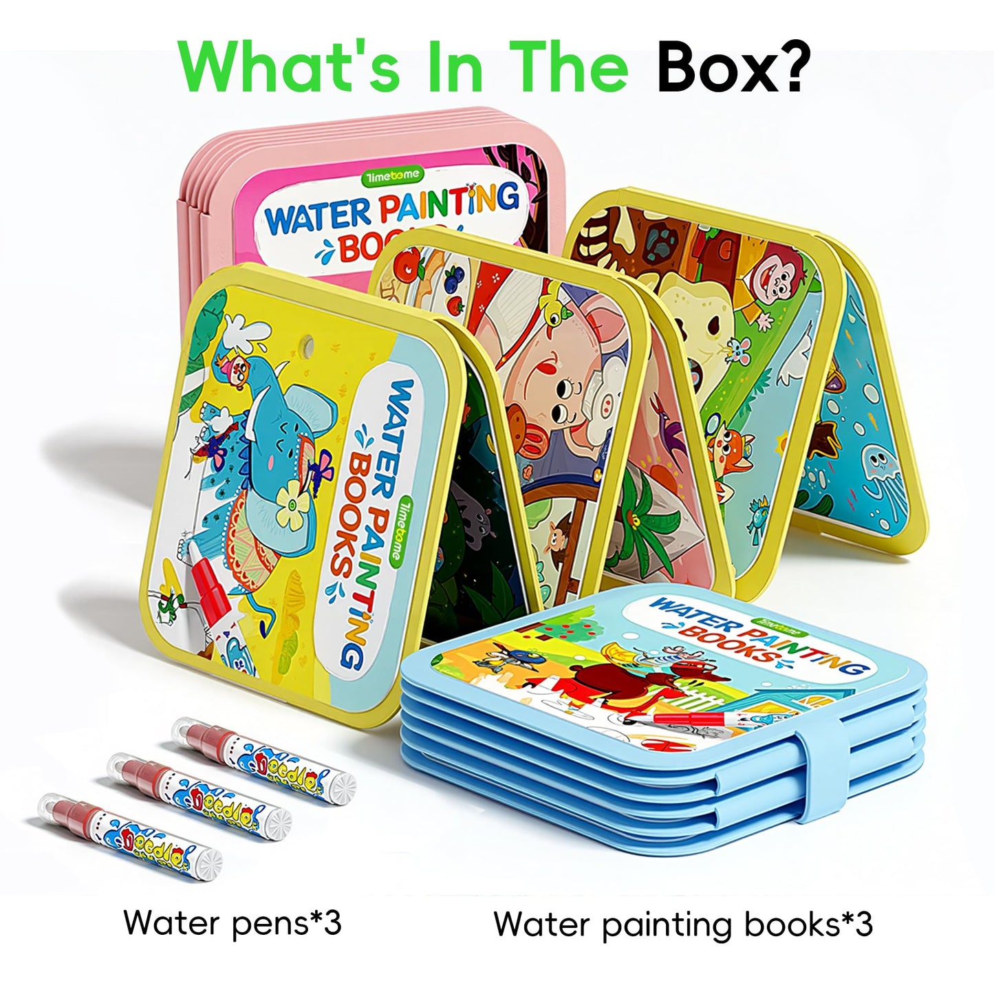 Timetome 3-Pack Reusable Water Painting Books for Kids – No-Mess Color Reveal