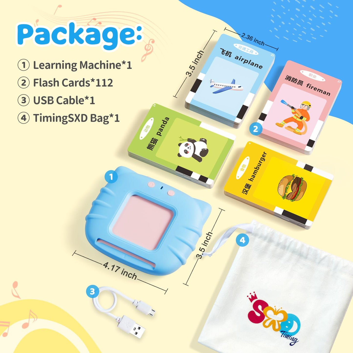 TimingSXD Bilingual Talking Flash Cards for Toddlers — Learn Chinese & English