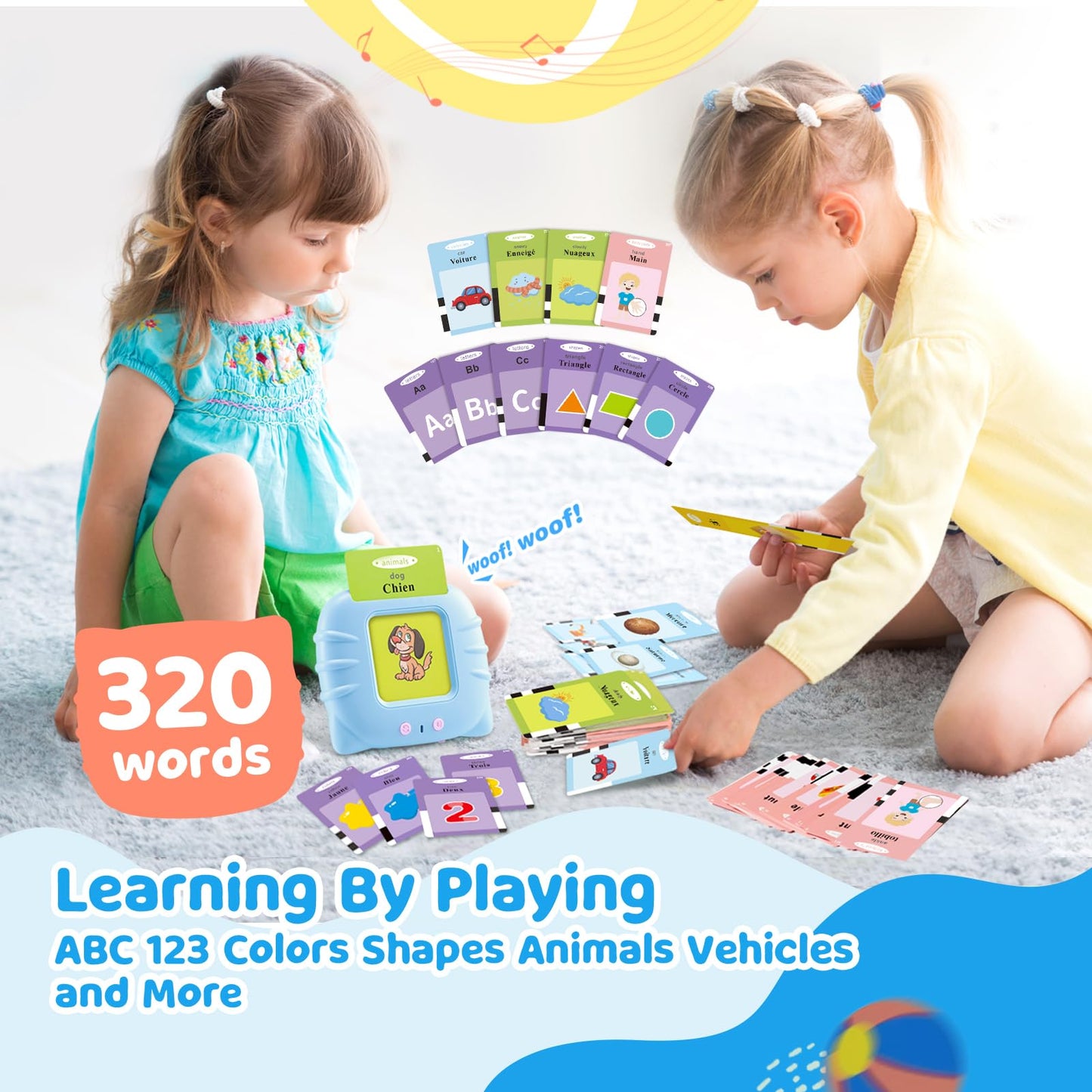 TimingSXD Bilingual French & English Flash Cards for Toddlers (Ages 2+)