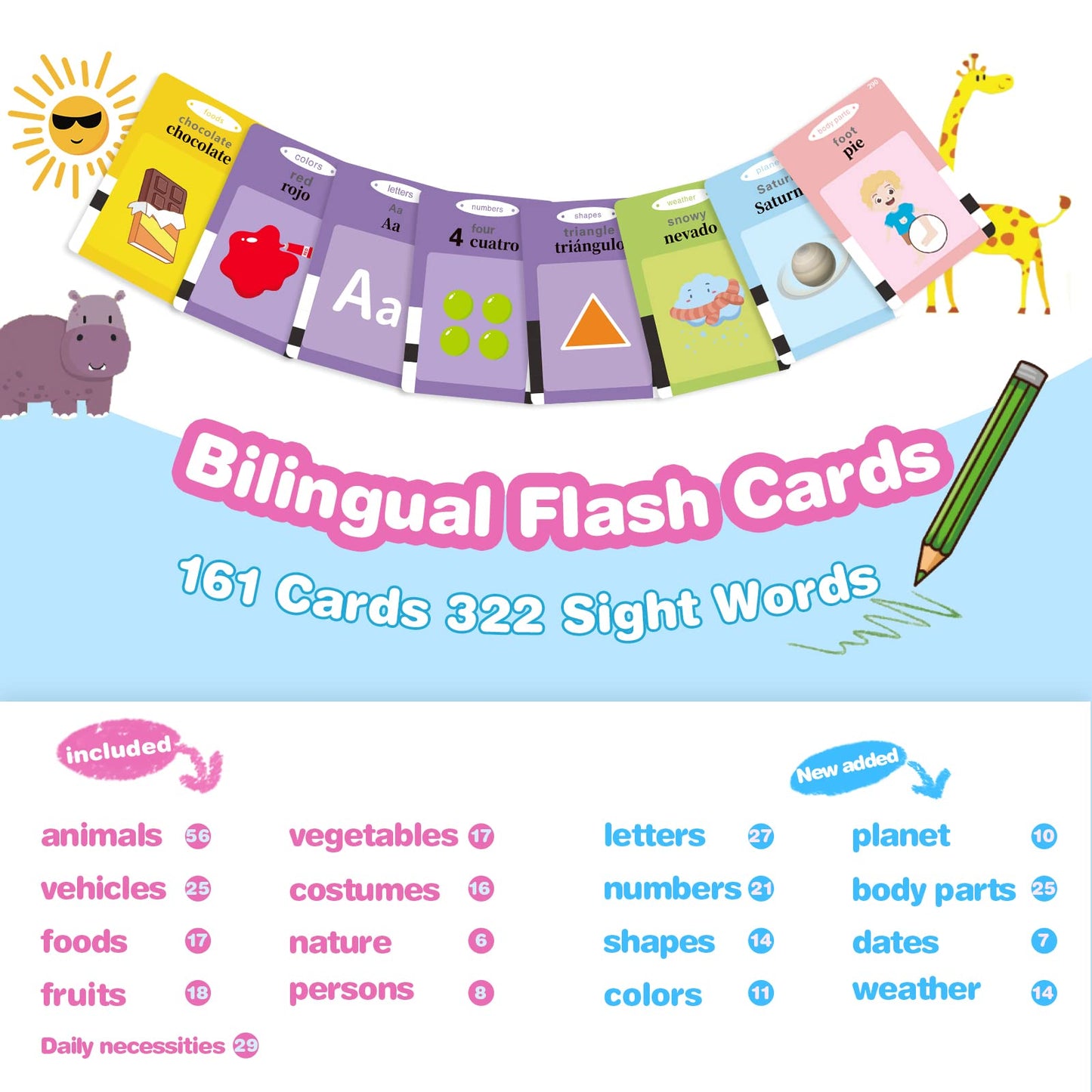 TimingSXD Spanish-English Bilingual Flash Cards for Kids | ABC, Numbers, Colors, Shapes (Ages 2+)