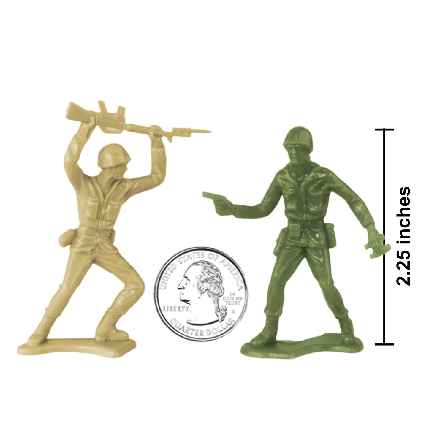 TimMee Plastic Army Men – OD Green & Tan 48pc Toy Soldiers | Made in USA