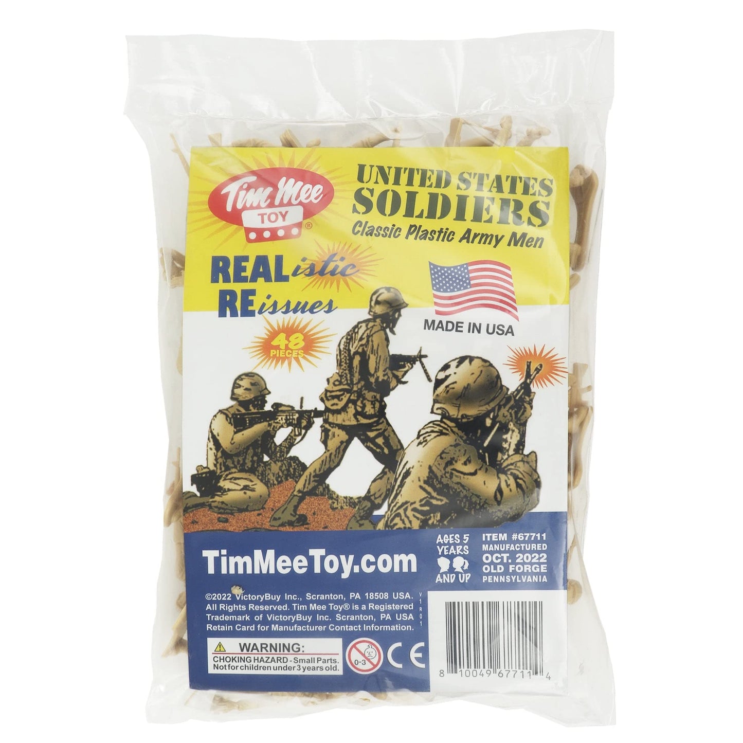 TimMee Plastic Army Men - Tan 48pc Toy Soldiers | Made in USA
