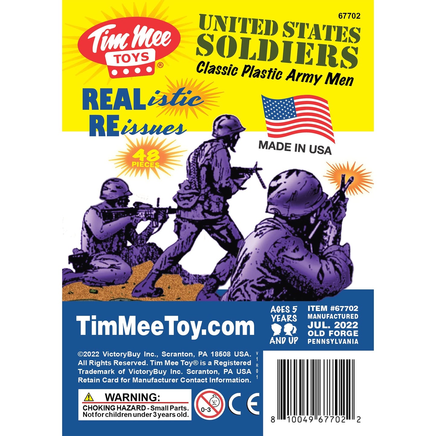 TimMee Plastic Army Men Purple 48pc – Made in USA Toy Soldiers (1:35 scale)
