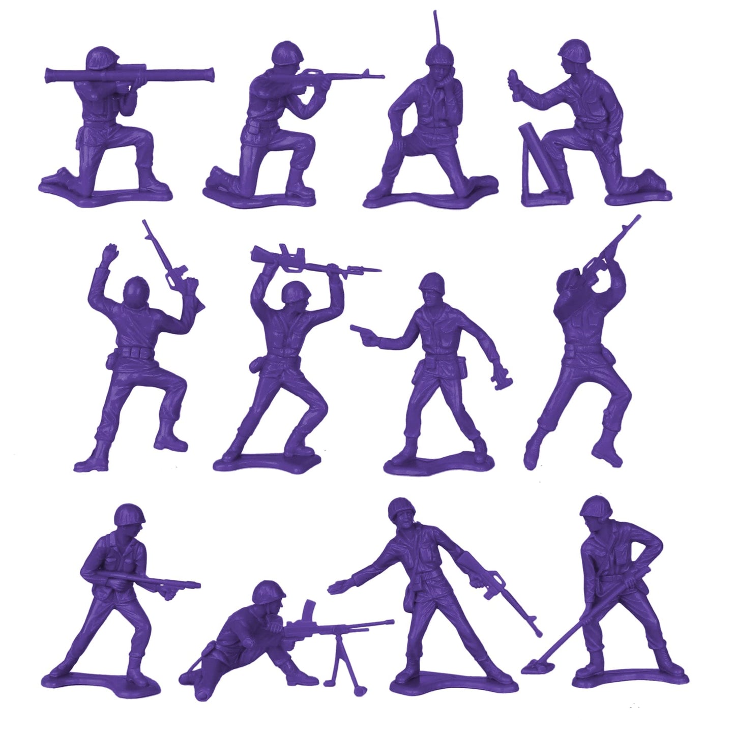 TimMee Plastic Army Men Purple 48pc – Made in USA Toy Soldiers (1:35 scale)