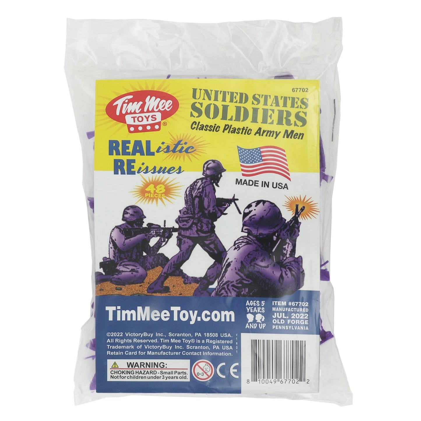 TimMee Plastic Army Men Purple 48pc – Made in USA Toy Soldiers (1:35 scale)