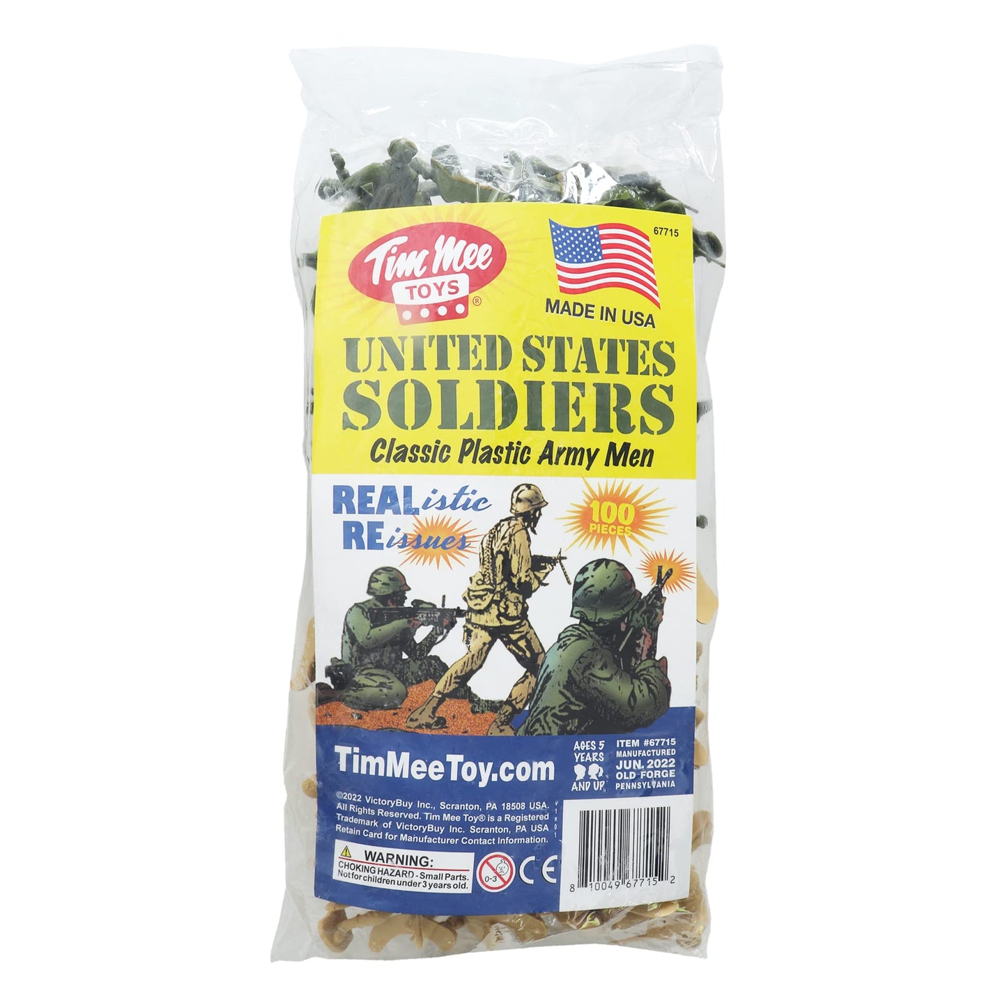 Tim Mee Toy Plastic Army Men – OD Green & Tan 100pc | Made in USA