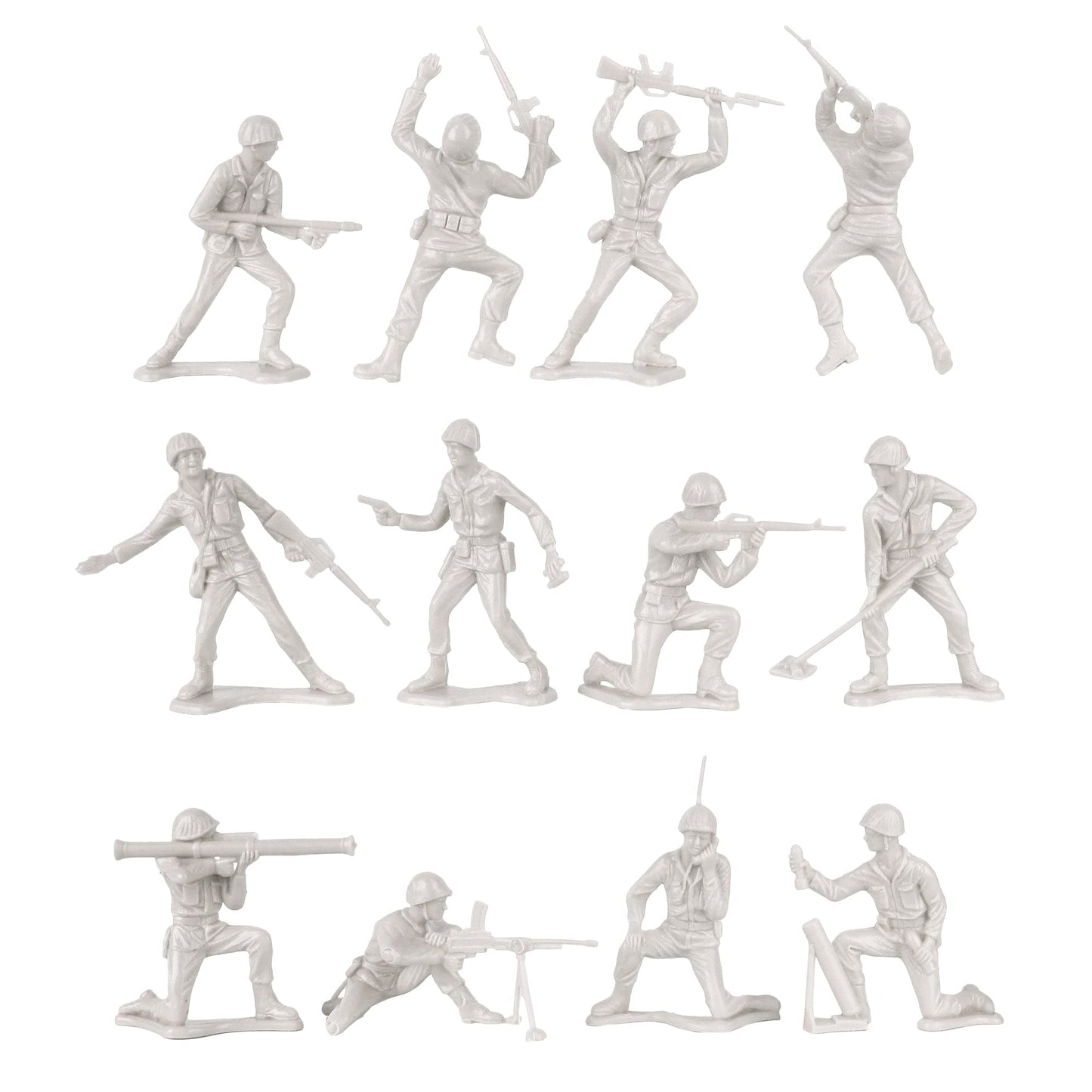 Tim Mee Toy Plastic Army Men – White 48-Piece Set, Made in USA