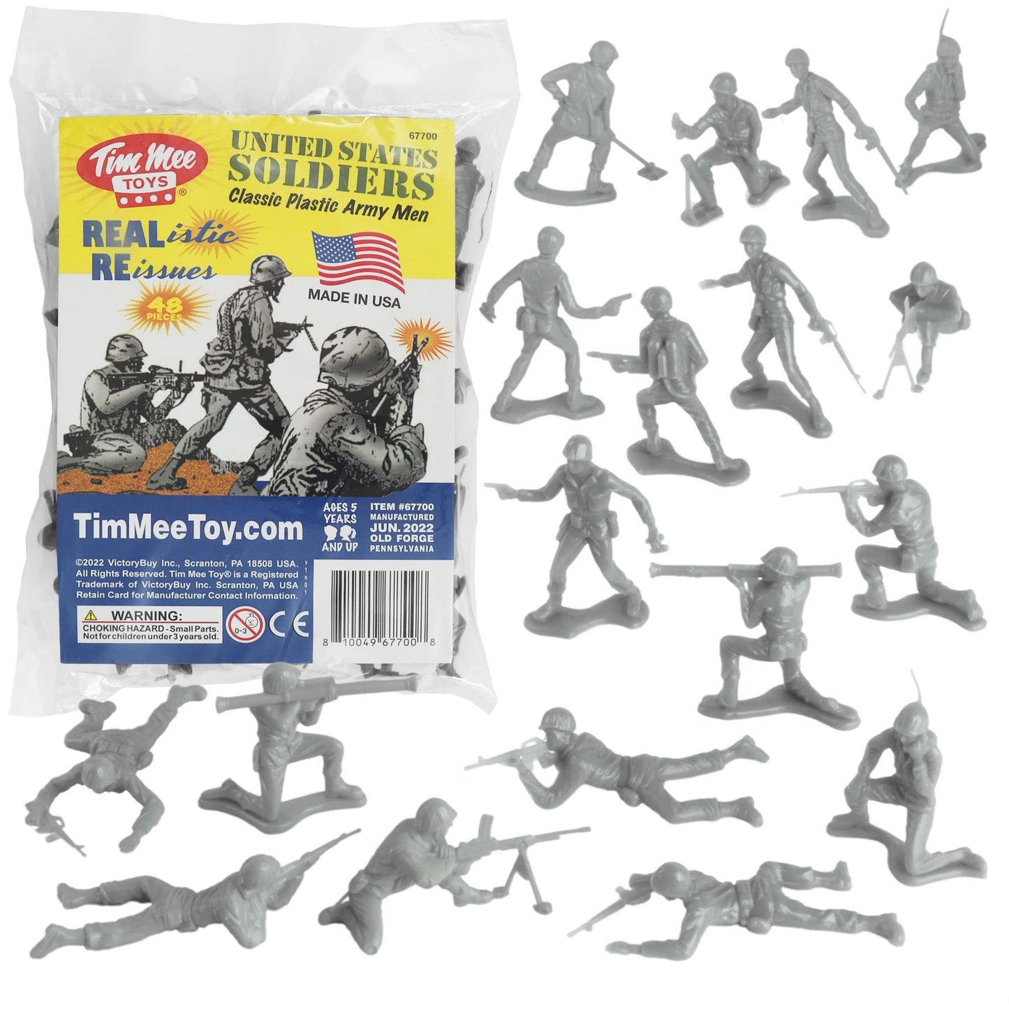 TimMee Plastic Army Men – Gray 48pc Toy Soldiers (Made in USA) | Tim Mee Toy