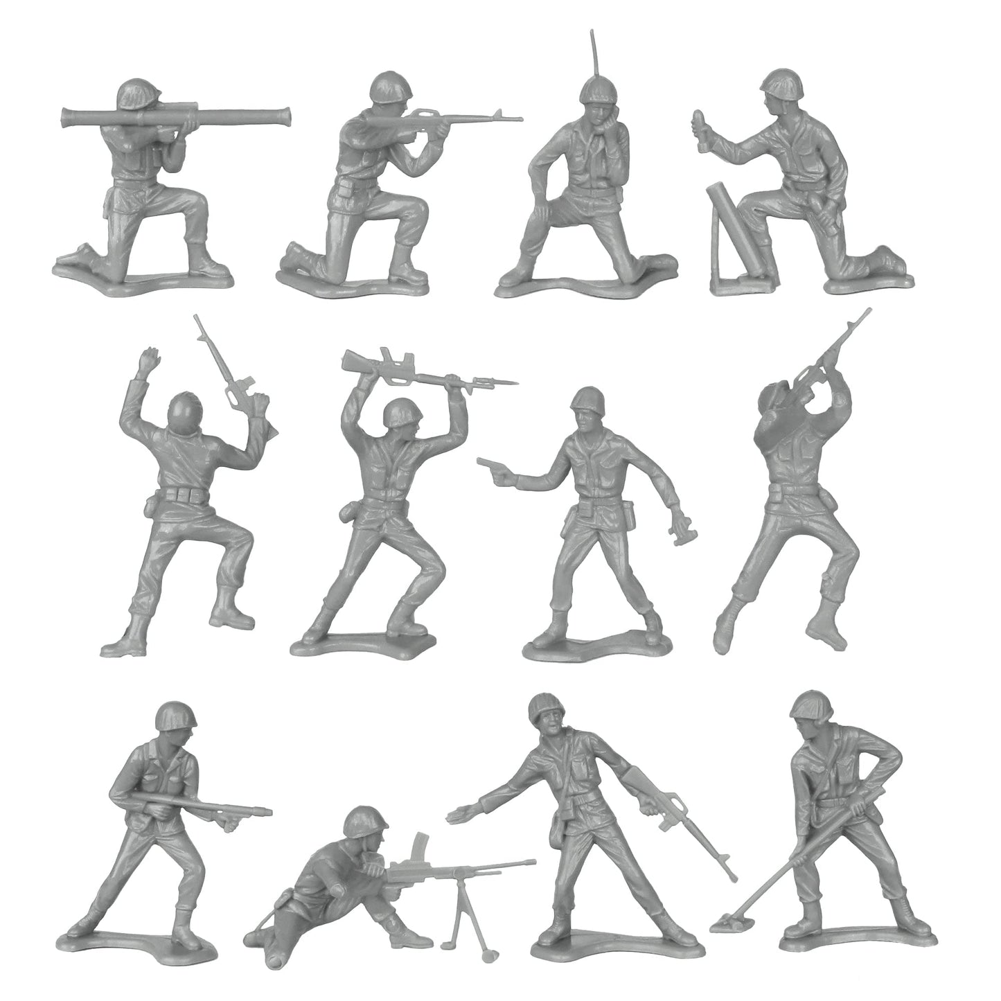 TimMee Plastic Army Men – Gray 48pc Toy Soldiers (Made in USA) | Tim Mee Toy