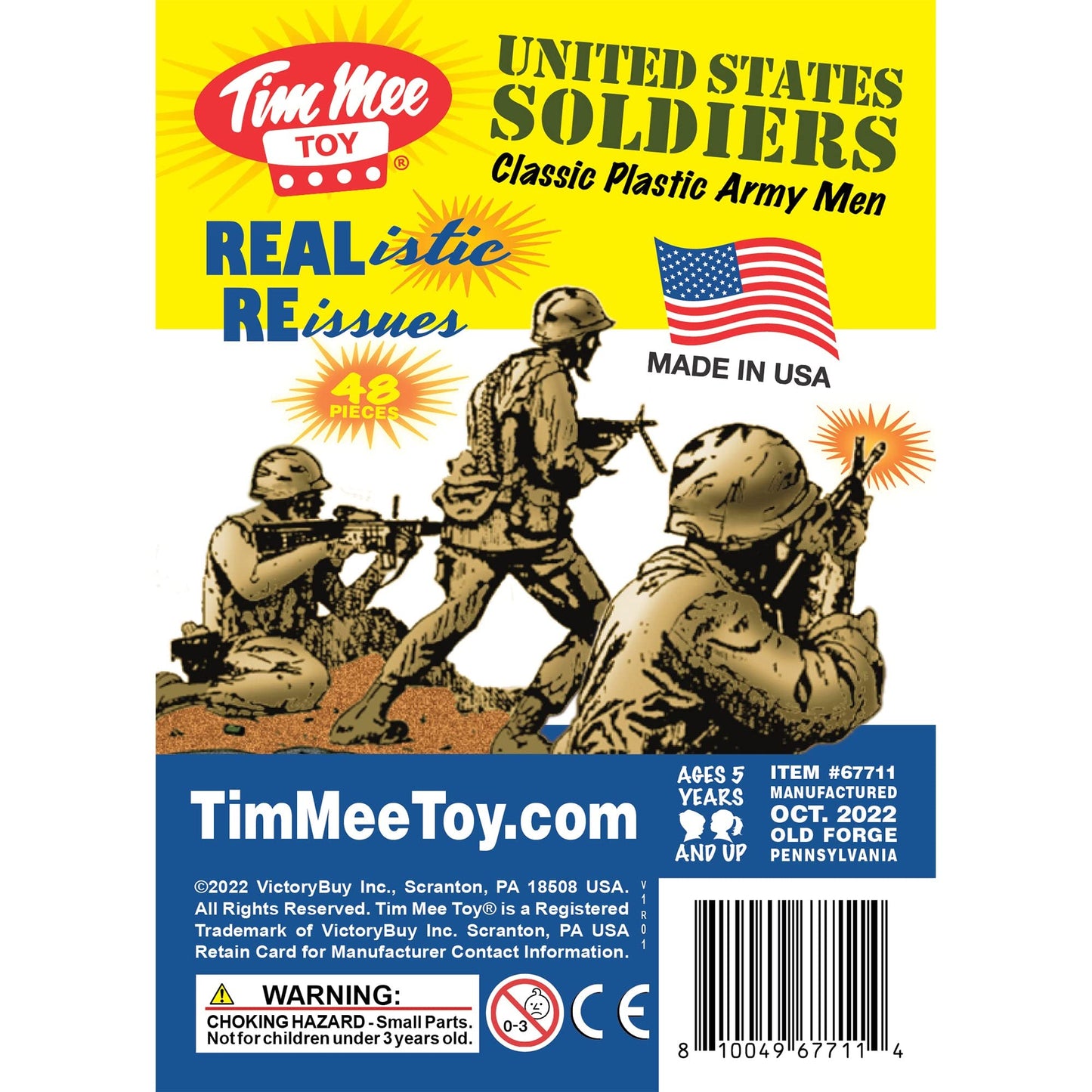 TimMee Plastic Army Men - Tan 48pc Toy Soldiers | Made in USA