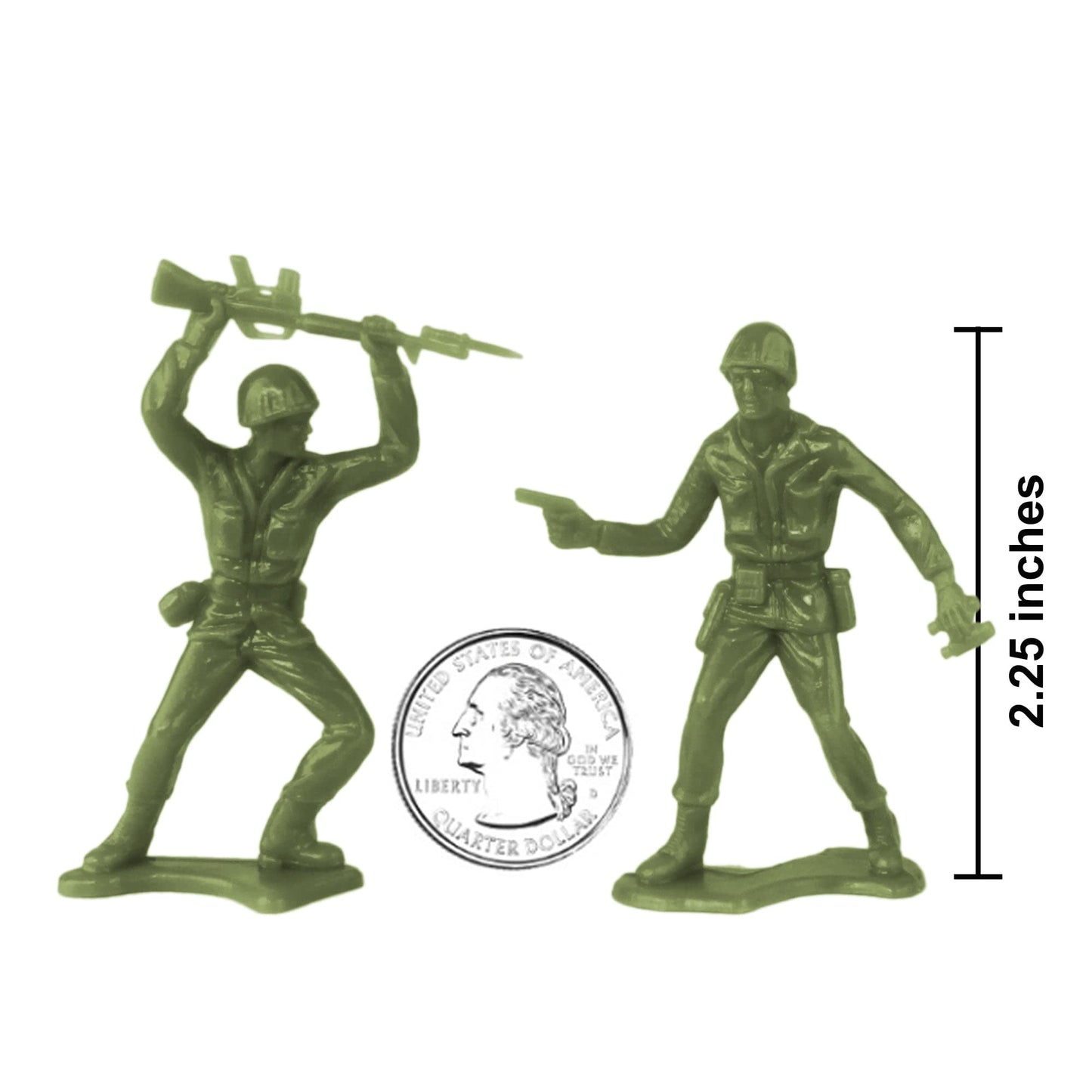 TimMee Plastic Army Men - OD Green 48pc Toy Soldier Figures - Made in USA