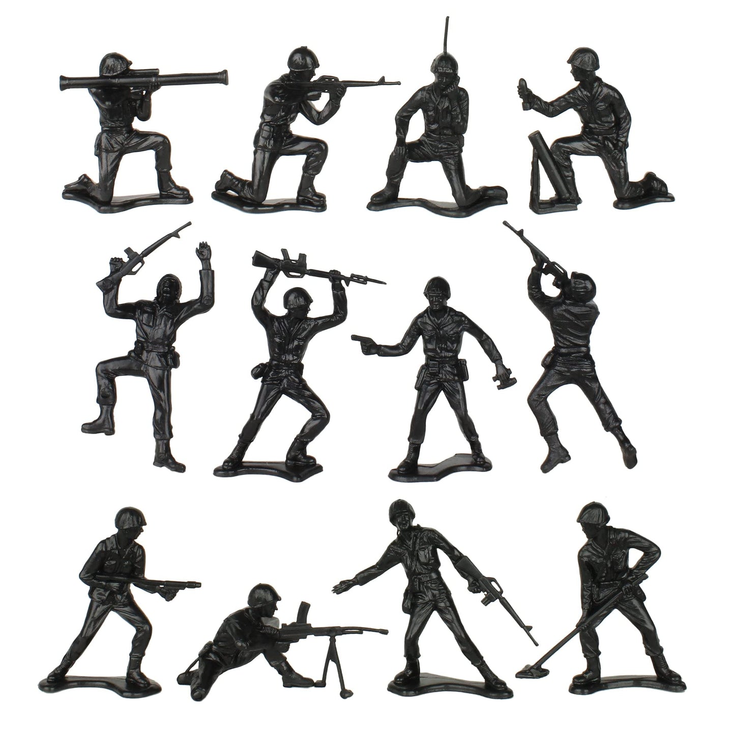 TimMee Plastic Army Men Black 48pc – Made in USA