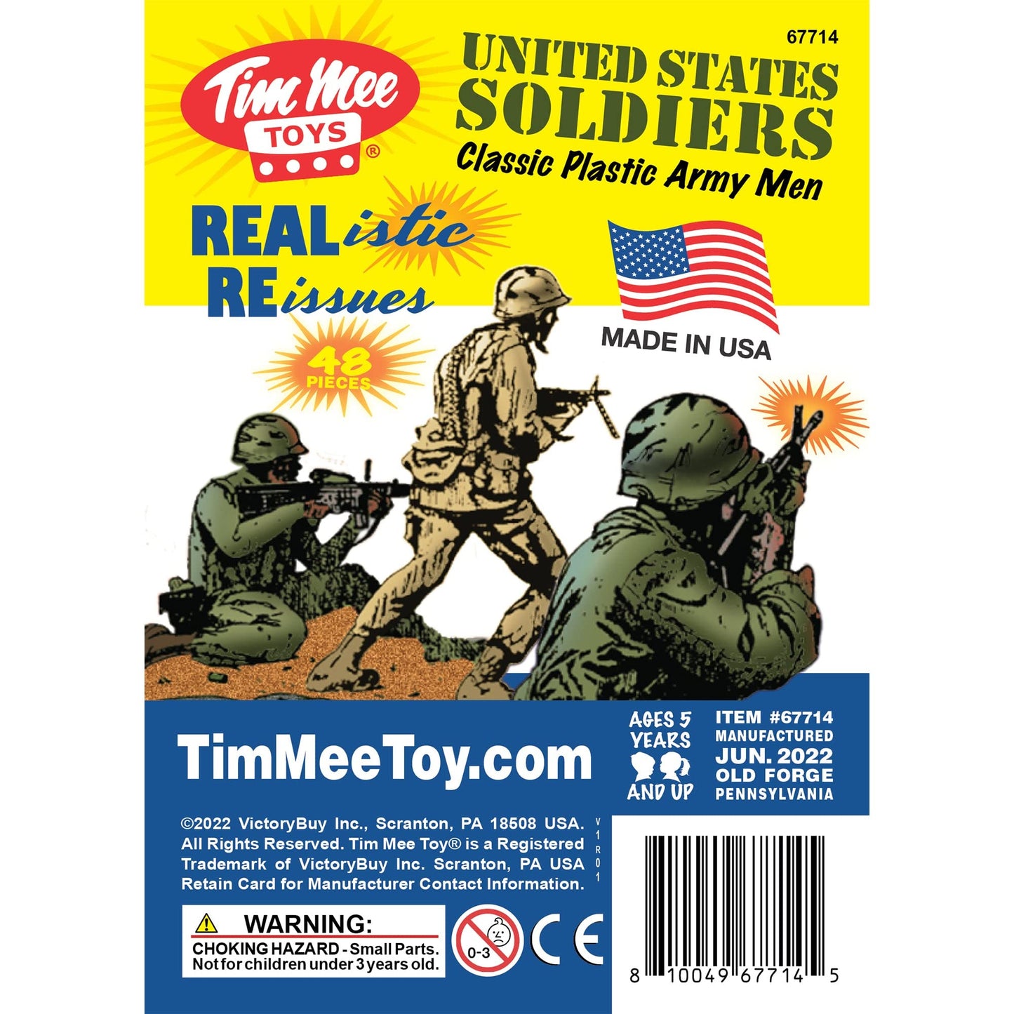 TimMee Plastic Army Men – OD Green & Tan 48pc Toy Soldiers | Made in USA