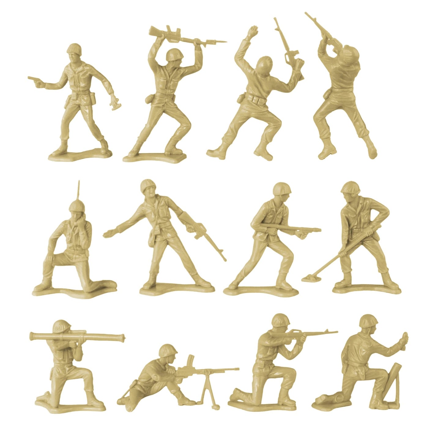 TimMee Plastic Army Men - Tan 48pc Toy Soldiers | Made in USA