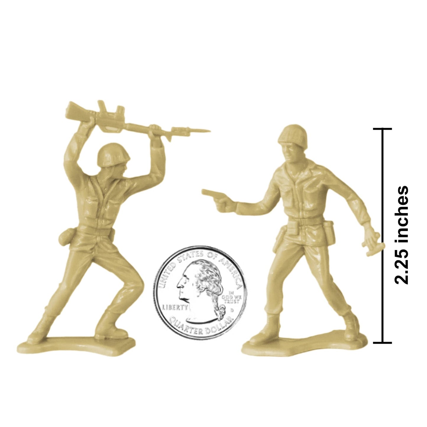 TimMee Plastic Army Men - Tan 48pc Toy Soldiers | Made in USA