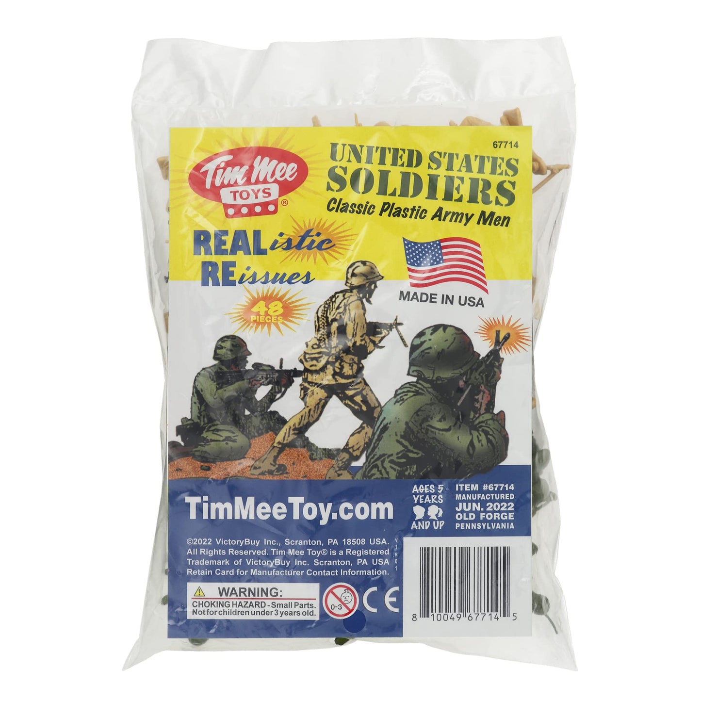 TimMee Plastic Army Men – OD Green & Tan 48pc Toy Soldiers | Made in USA