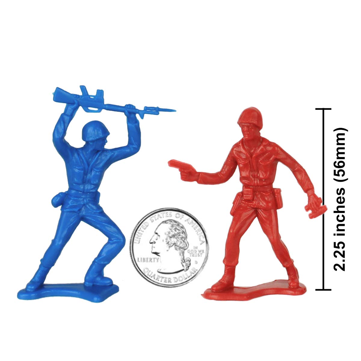 TimMee Plastic Army Men - 72pc Red White & Blue US-Made Soldiers