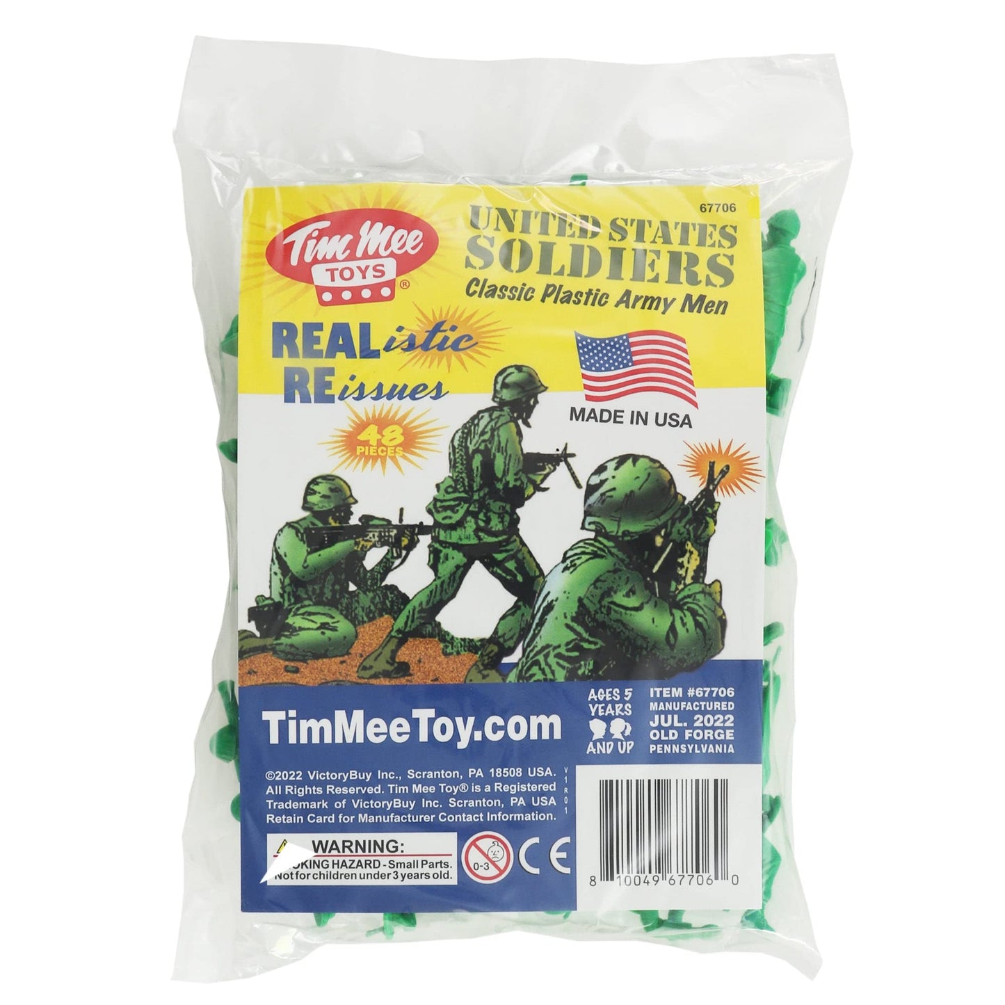 TimMee Plastic Army Men - Green 48pc Toy Soldier Figures | Made in USA