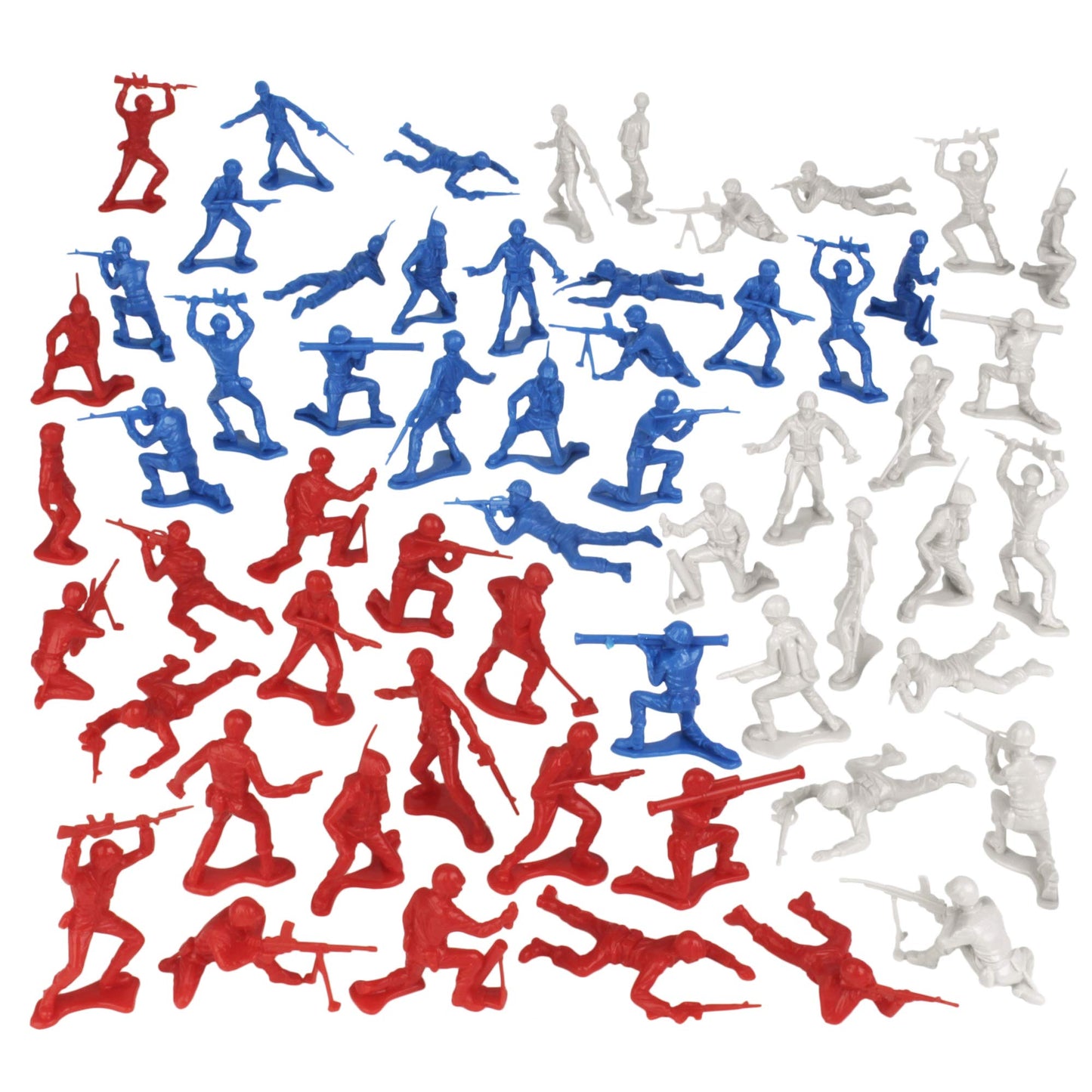 TimMee Plastic Army Men - 72pc Red White & Blue US-Made Soldiers