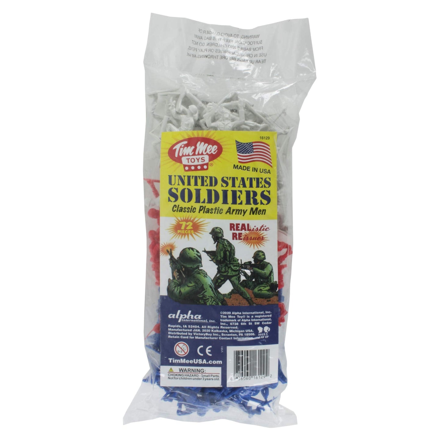 TimMee Plastic Army Men - 72pc Red White & Blue US-Made Soldiers