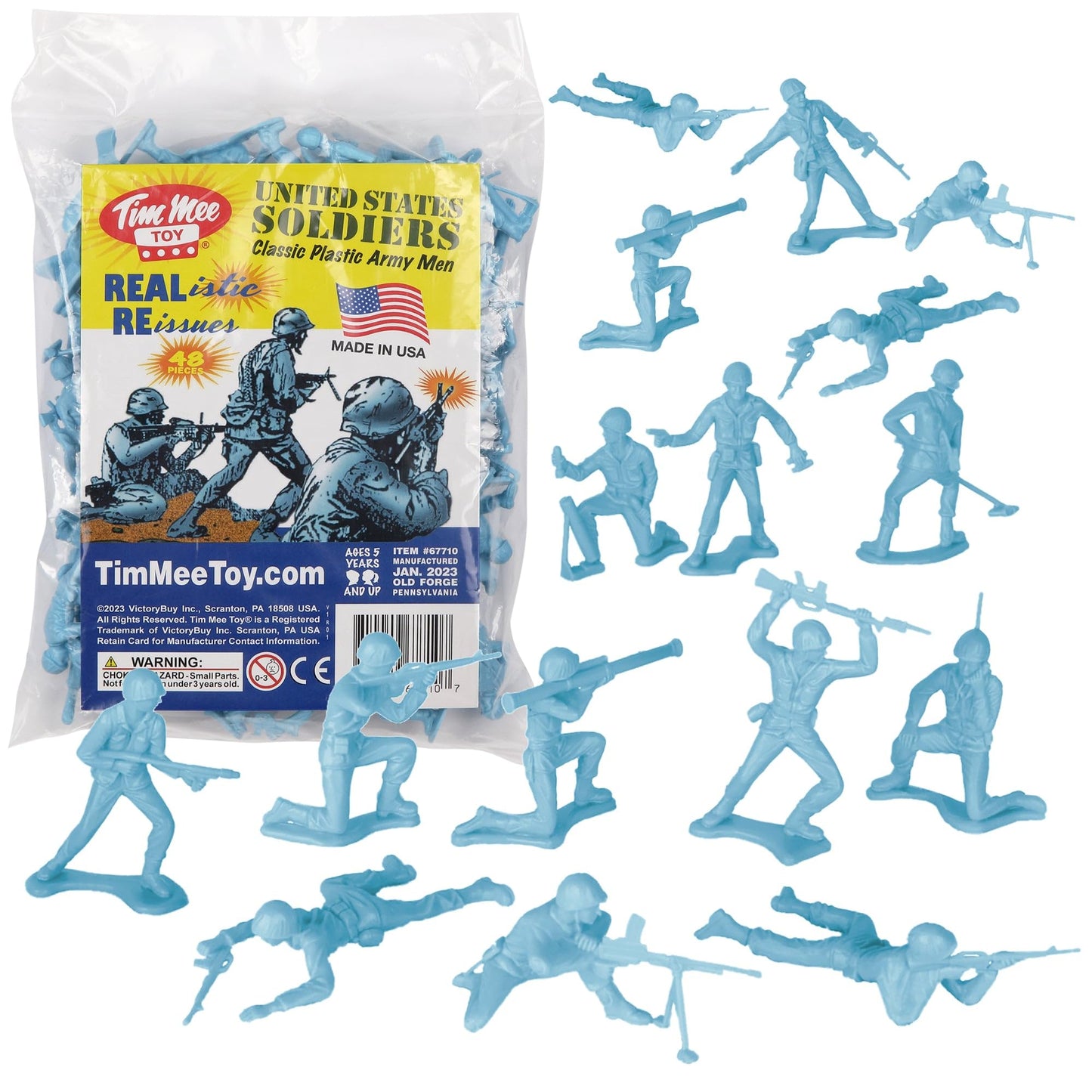 TimMee Plastic Army Men – Powder Blue 48pc Toy Soldiers (USA Made)