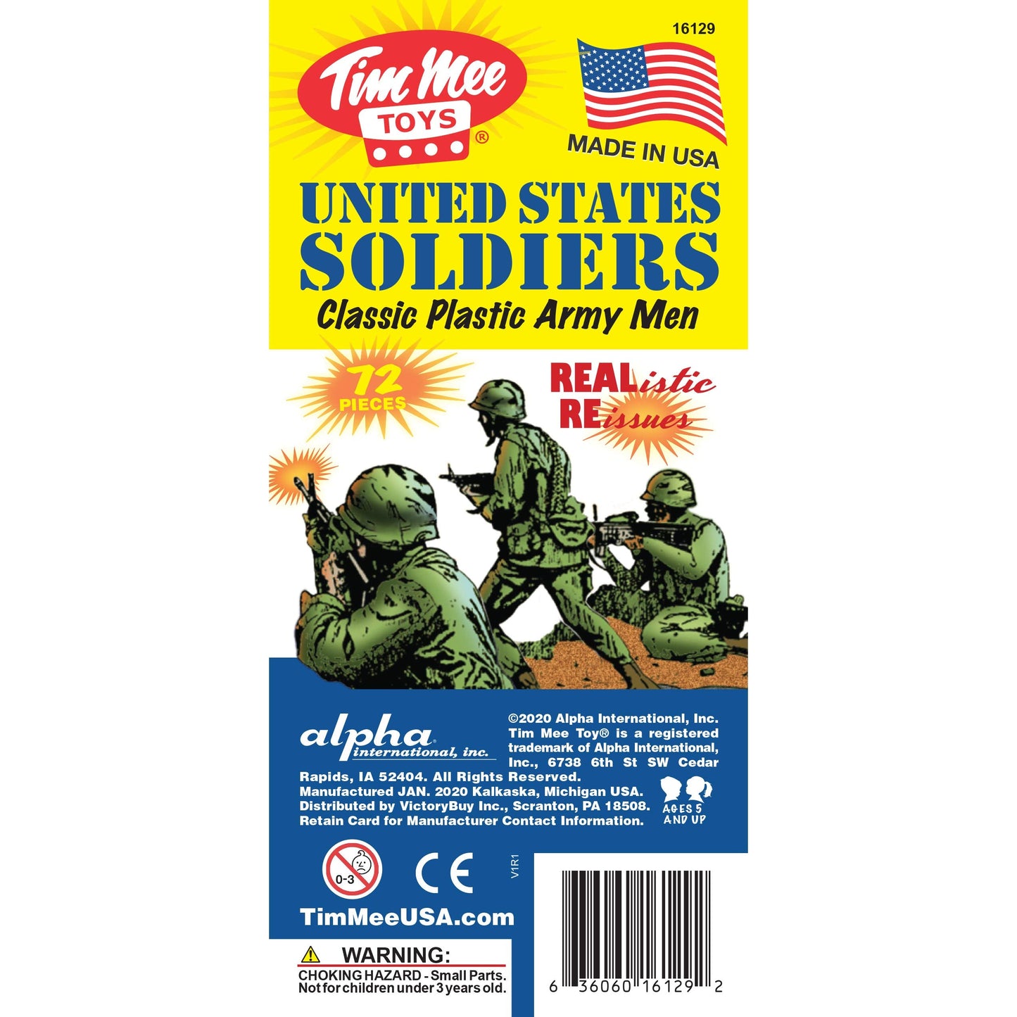 TimMee Plastic Army Men - 72pc Red White & Blue US-Made Soldiers