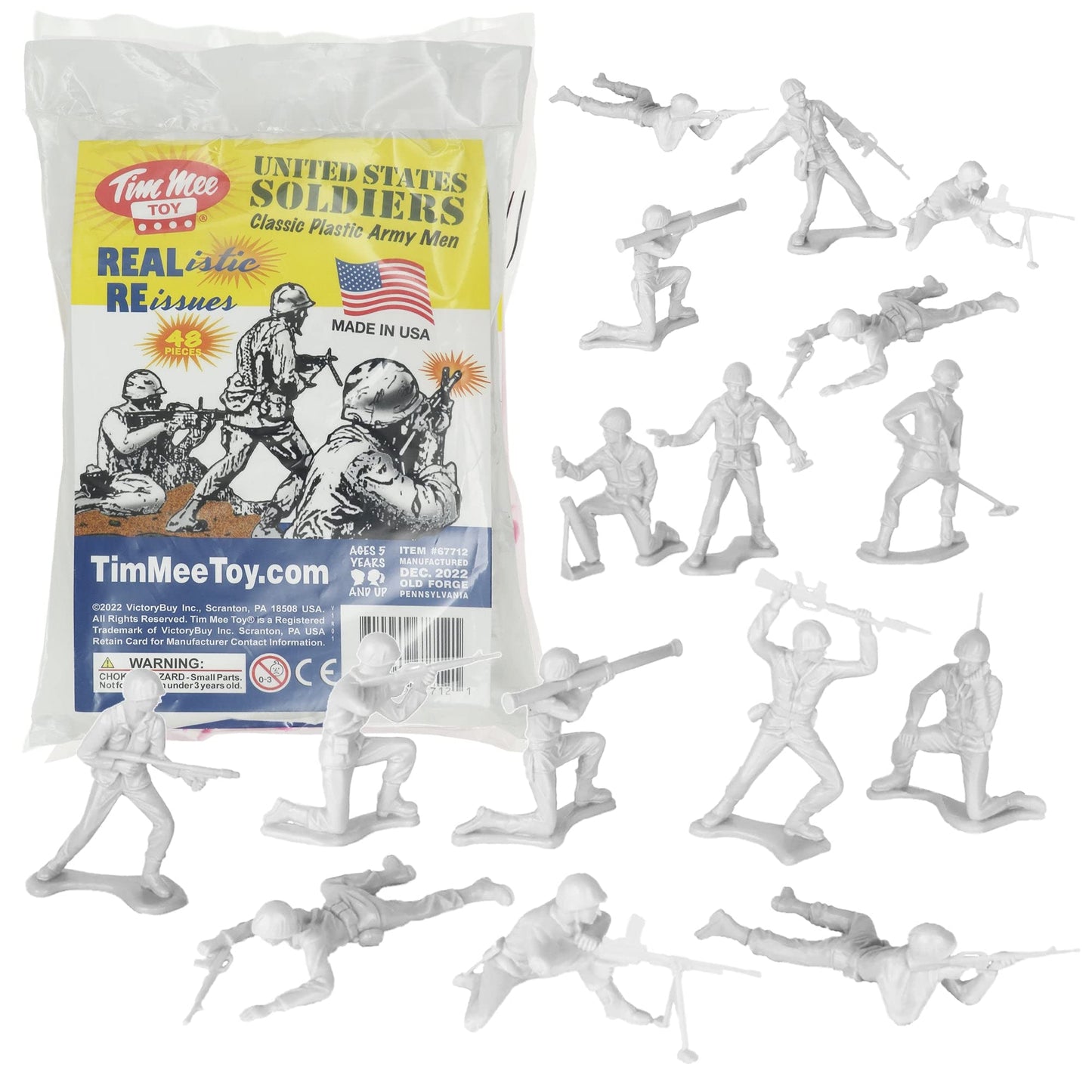 Tim Mee Toy Plastic Army Men – White 48-Piece Set, Made in USA