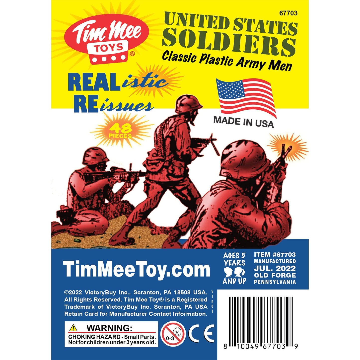 TimMee Plastic Army Men - Red 48pc Toy Soldiers, Made in USA