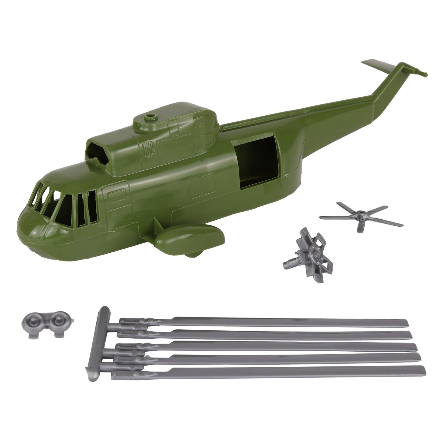 TimMee Plastic Army Men Helicopter Playset – OD Green, 26pc, Made in USA