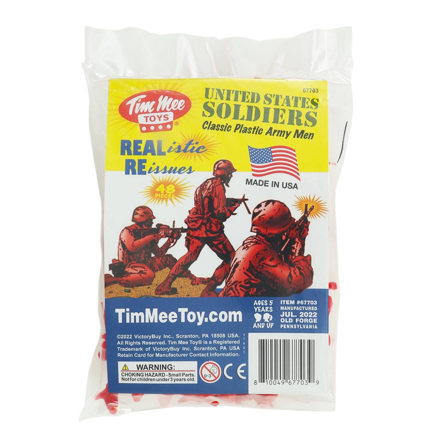 TimMee Plastic Army Men - Red 48pc Toy Soldiers, Made in USA