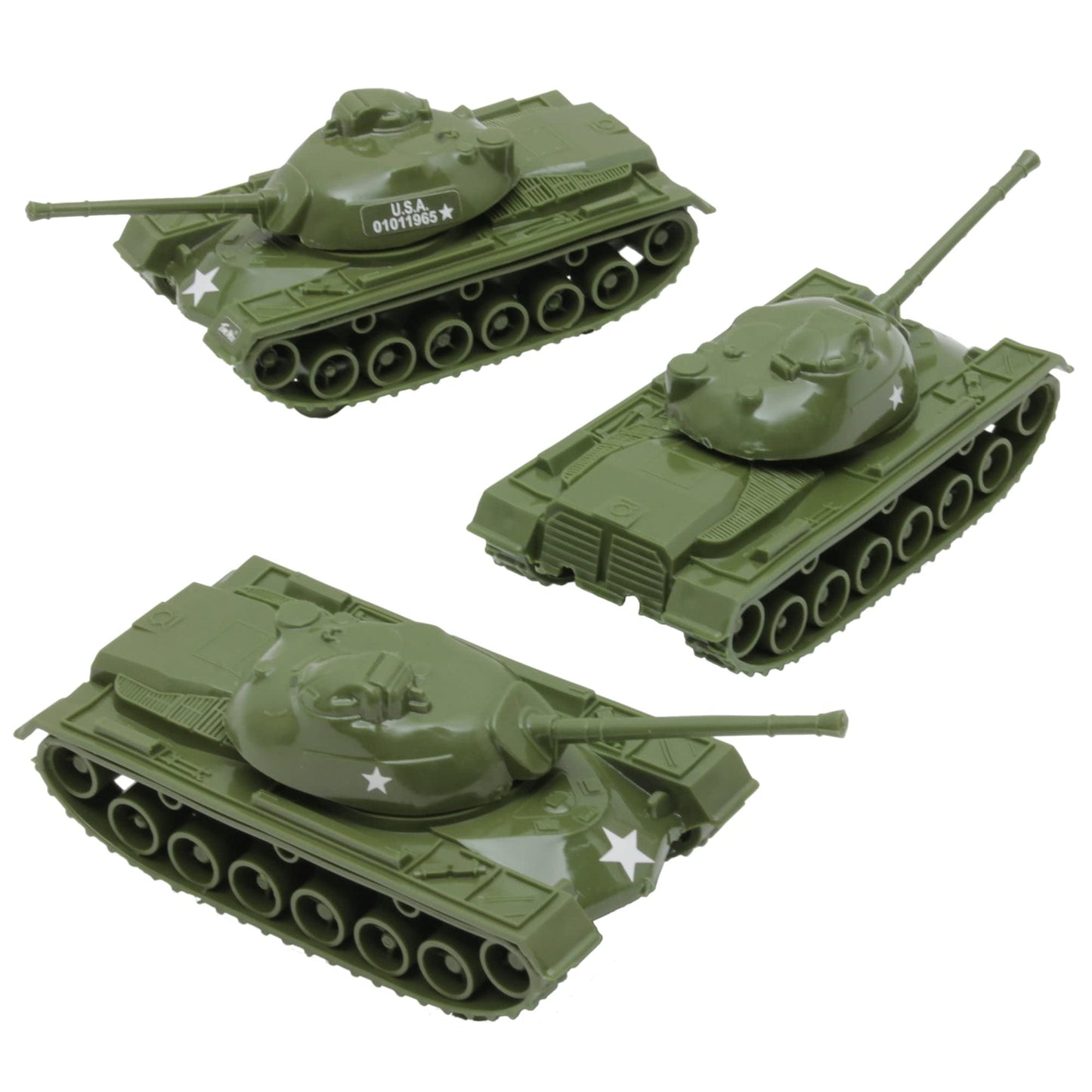 Tim Mee Toy Tanks - M48 Patton 3-Piece OD Green Set | Made in USA | 1:48