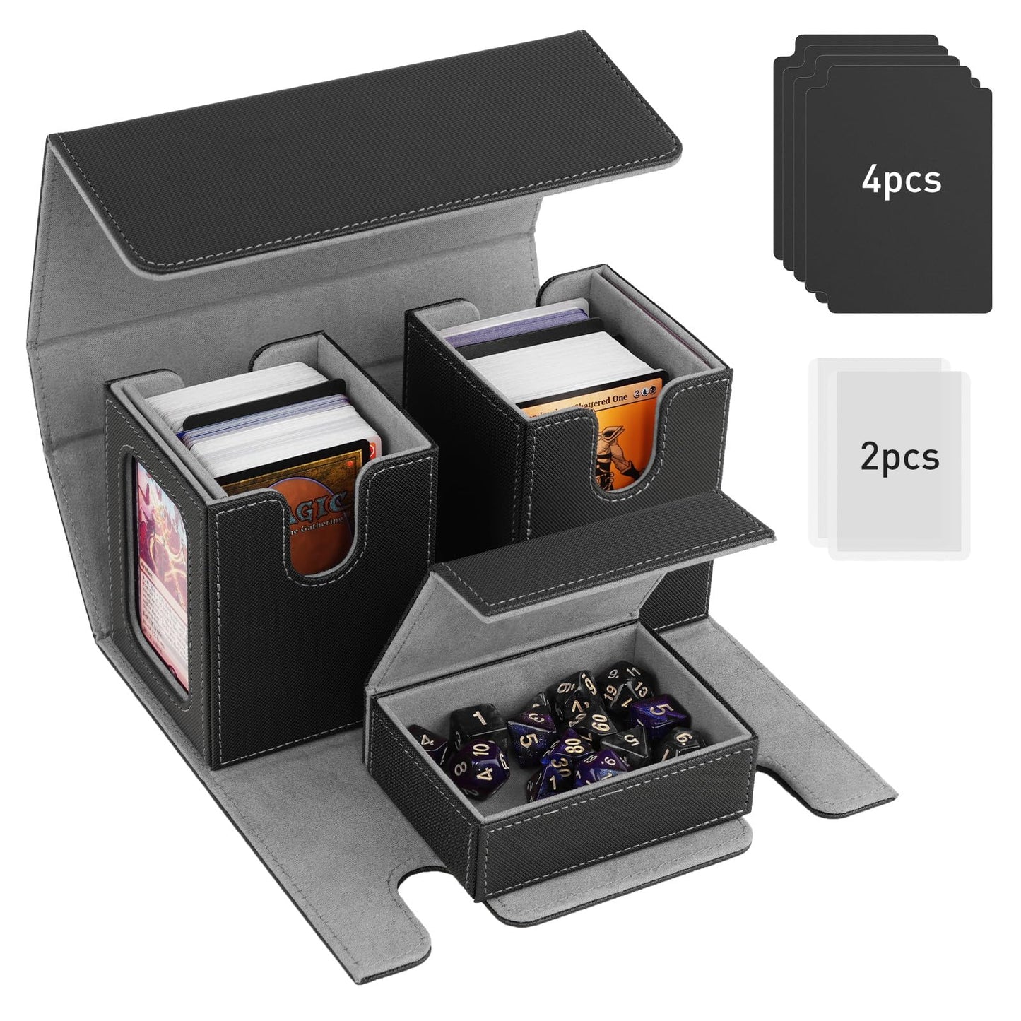 TiMOVO MTG Deck Box – 200+ Cards, Display Window, Magnetic PU Leather Case