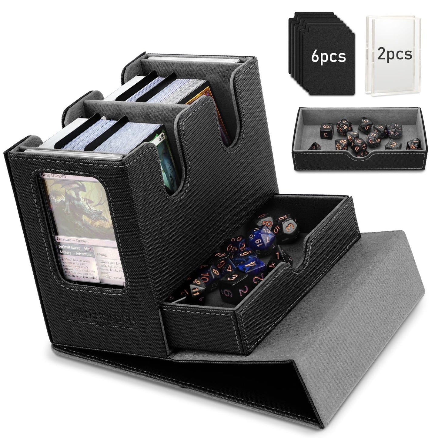 TiMOVO MTG Deck Box - Leather Magnetic Closure, Commander Display & Dice Tray
