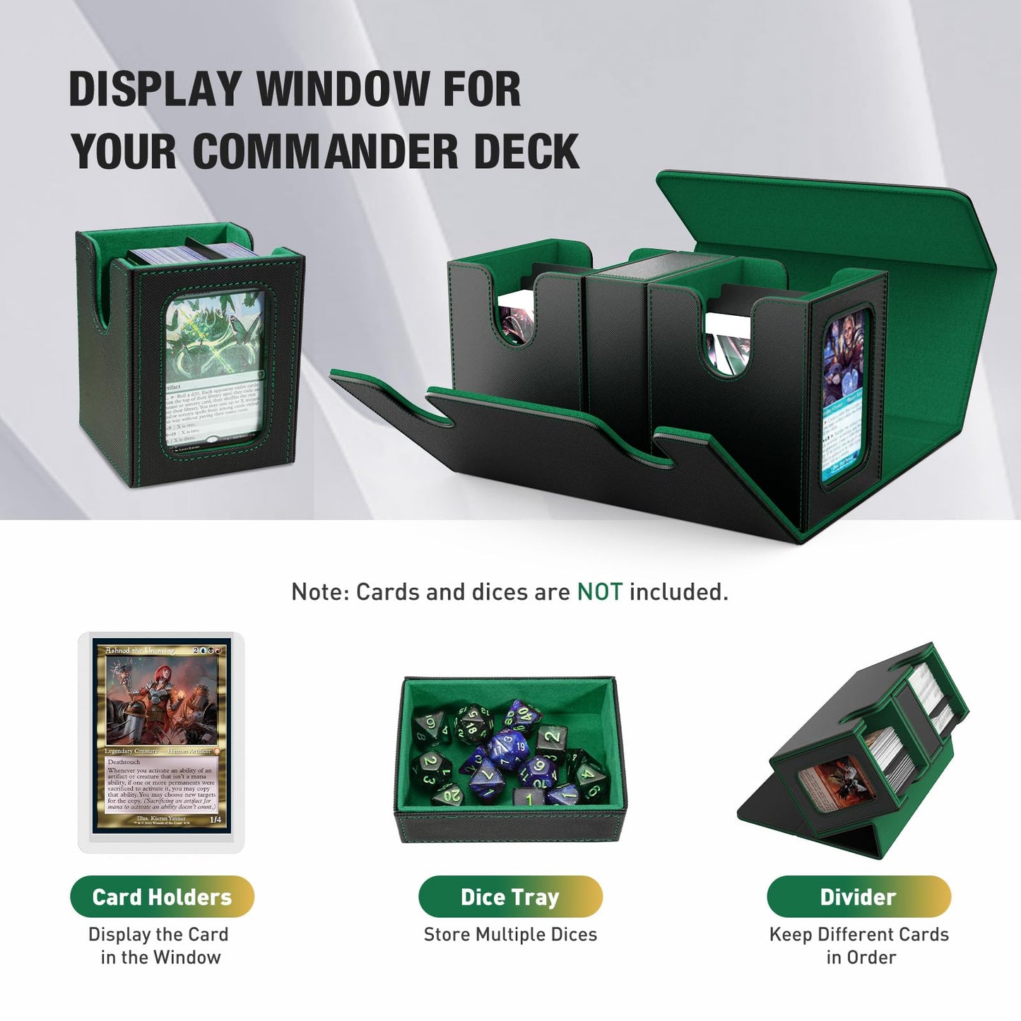 TiMOVO MTG Deck Box – 200+ Cards, Magnetic Leather Case with 2 Commander Displays