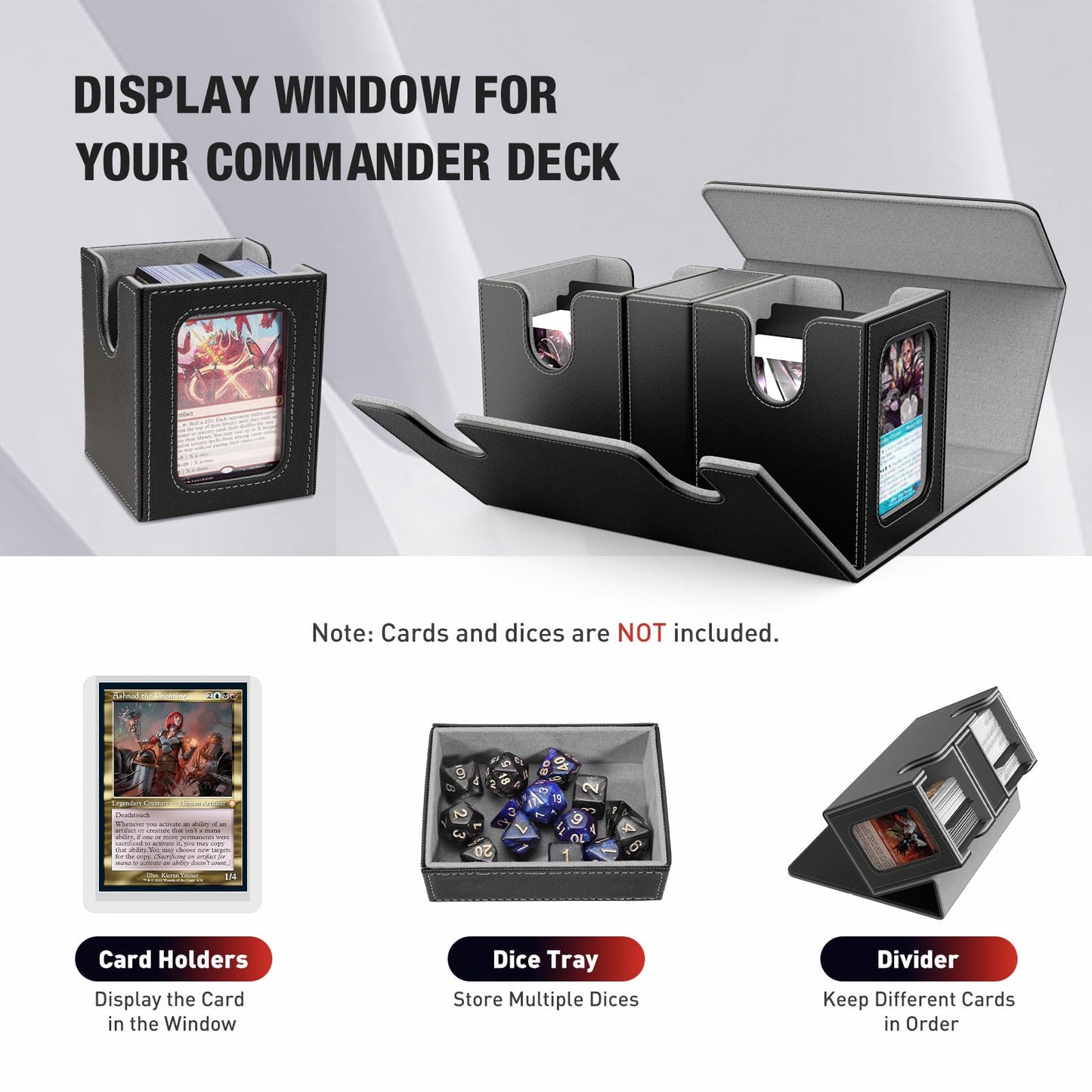 TiMOVO MTG Deck Box – 200+ Cards, Display Window, Magnetic PU Leather Case