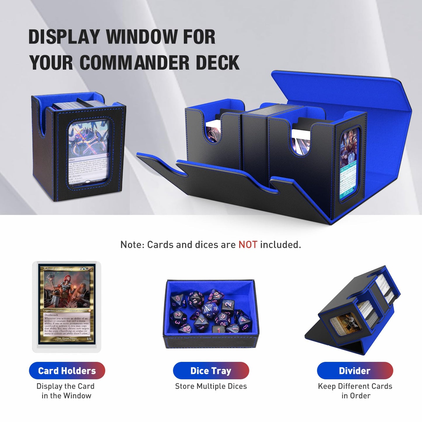 TiMOVO MTG Deck Box – Commander Deck Case for 200+ Cards with Magnetic Leather Storage