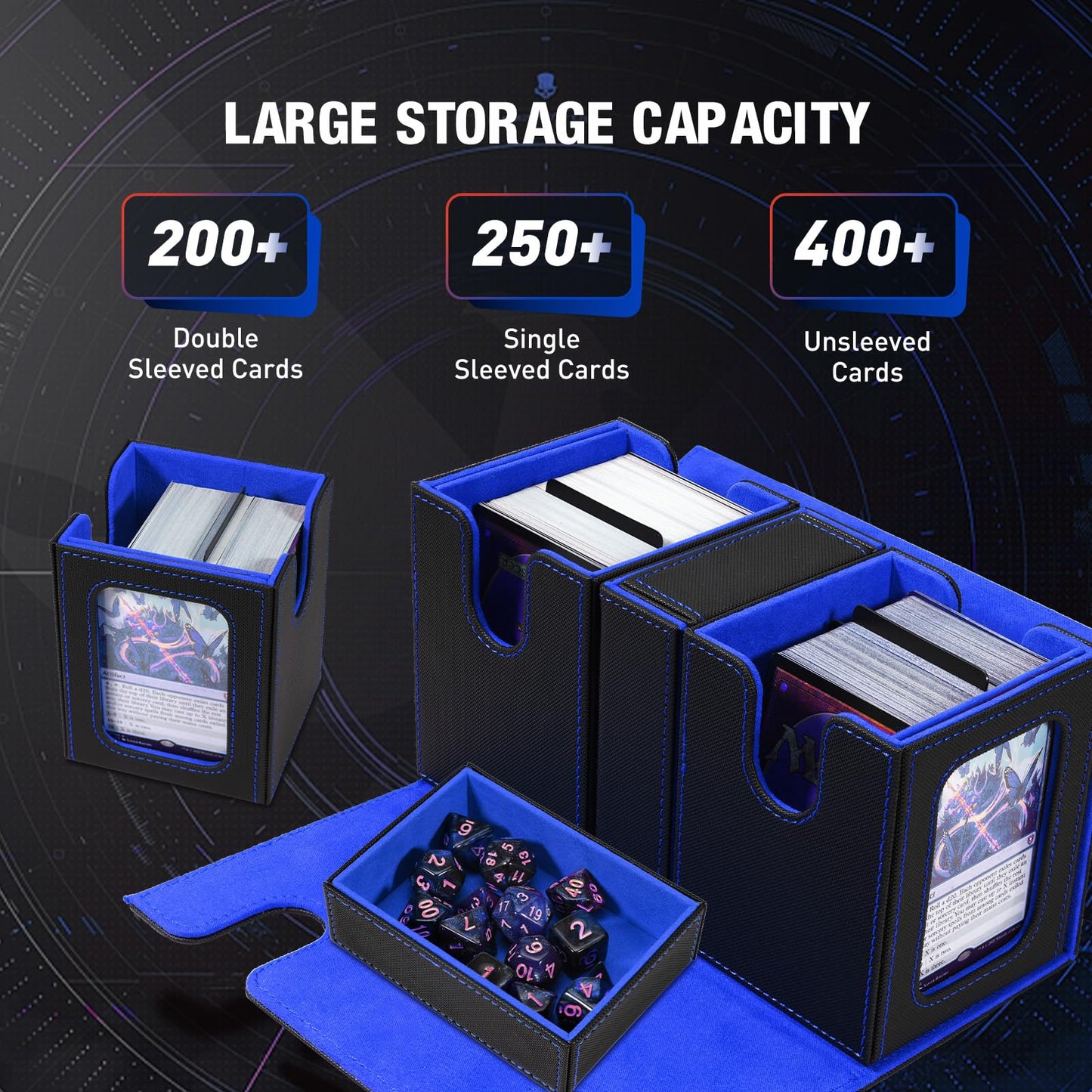 TiMOVO MTG Deck Box – Commander Deck Case for 200+ Cards with Magnetic Leather Storage