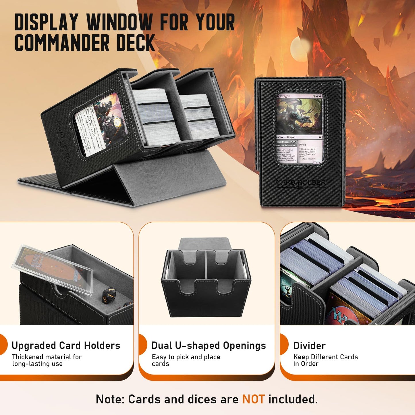 TiMOVO MTG Deck Box - Leather Magnetic Closure, Commander Display & Dice Tray