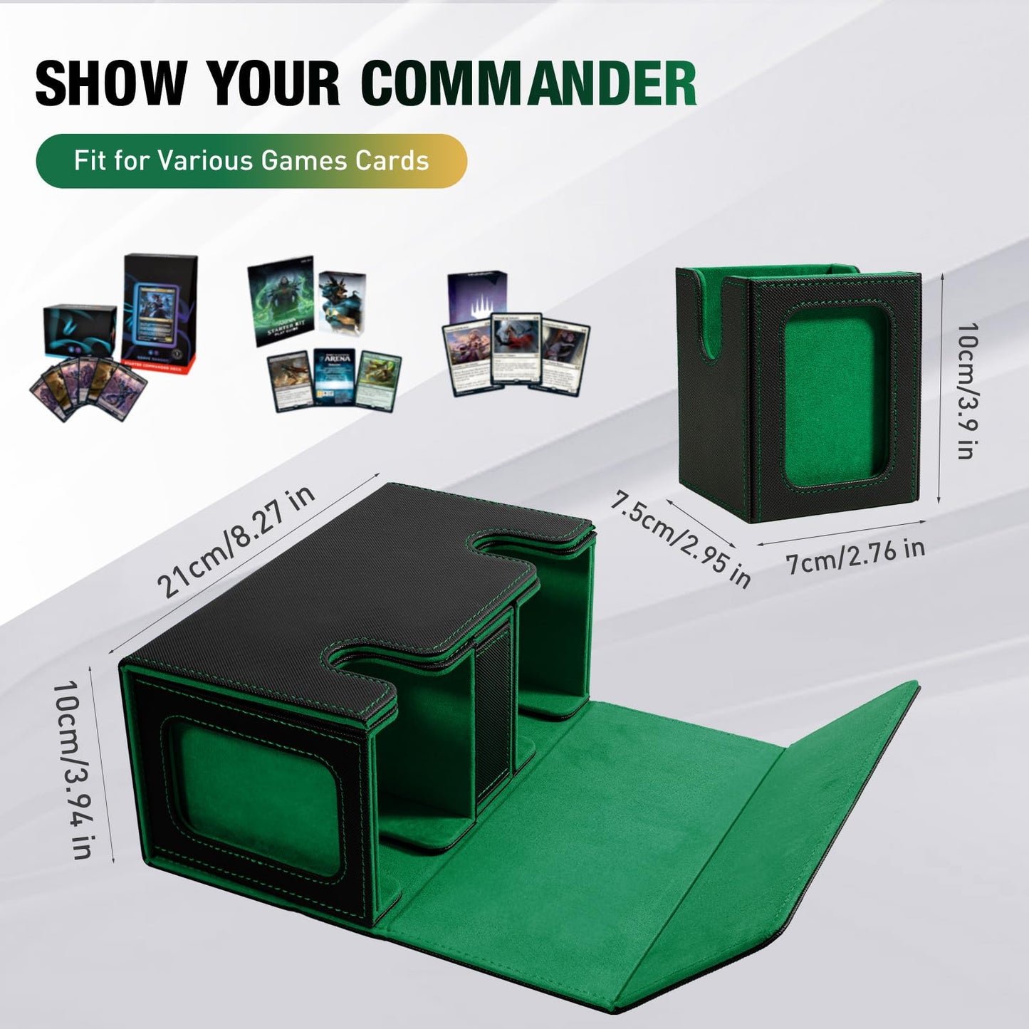 TiMOVO MTG Deck Box – 200+ Cards, Magnetic Leather Case with 2 Commander Displays