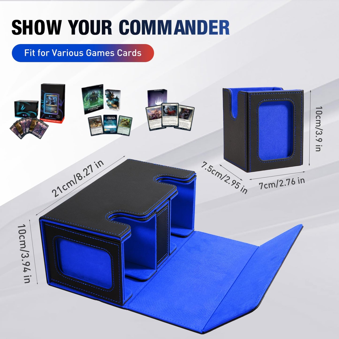 TiMOVO MTG Deck Box – Commander Deck Case for 200+ Cards with Magnetic Leather Storage