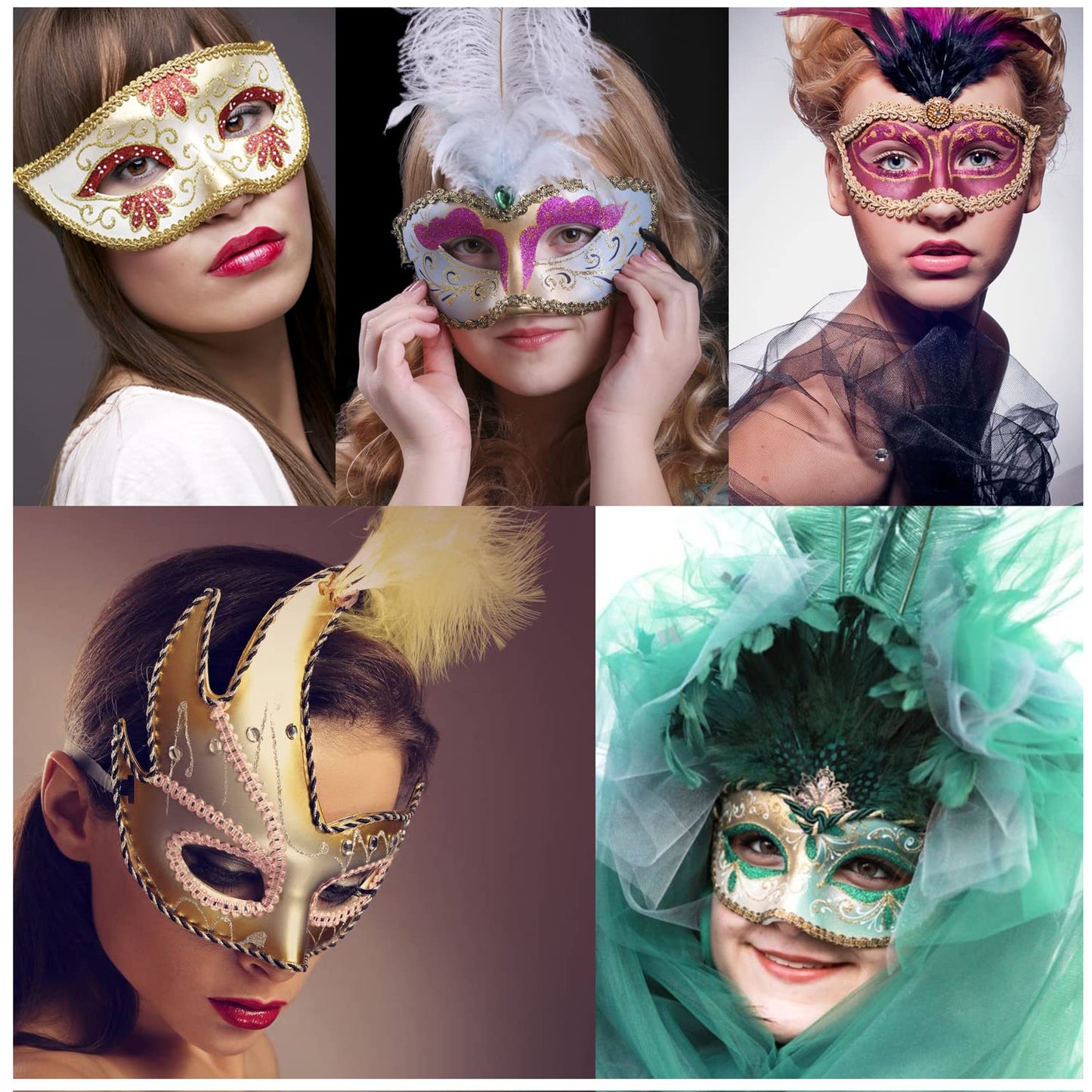 Timtop 14 PCS White Masquerade Masks – DIY Paper Half Face Masks for Parties & Halloween