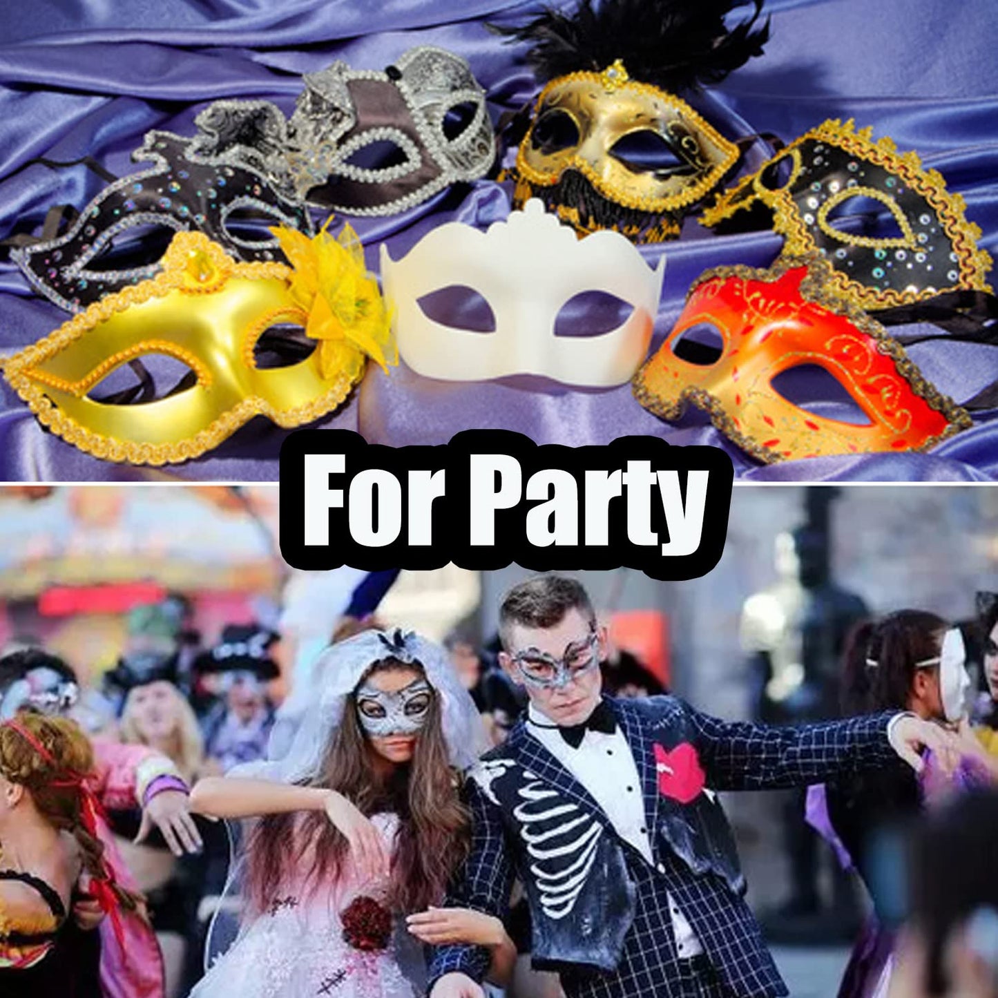 Timtop 14 PCS White Masquerade Masks – DIY Paper Half Face Masks for Parties & Halloween