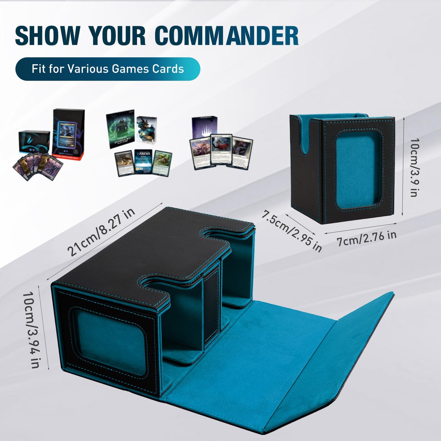 TiMOVO MTG Deck Box: Commander Case for 200+ Cards, Display Window, Magnetic Leather