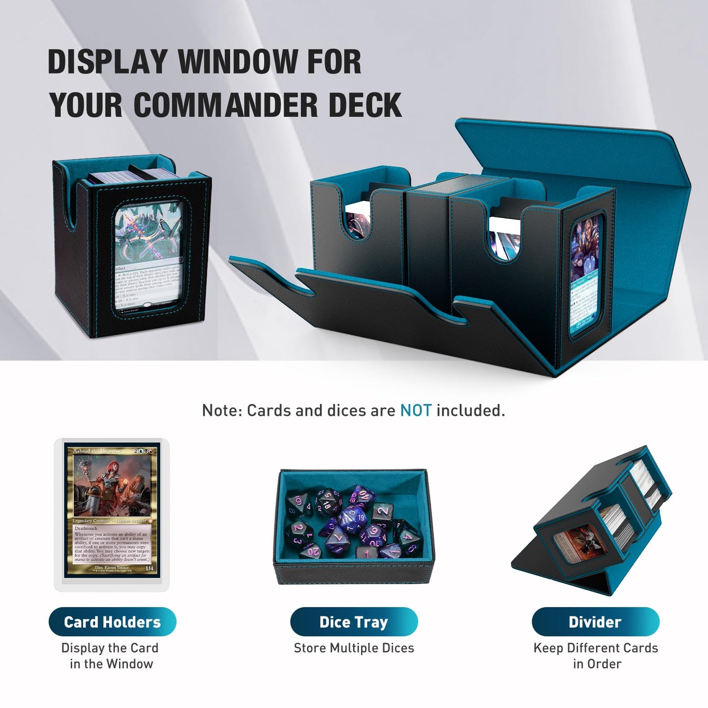 TiMOVO MTG Deck Box: Commander Case for 200+ Cards, Display Window, Magnetic Leather